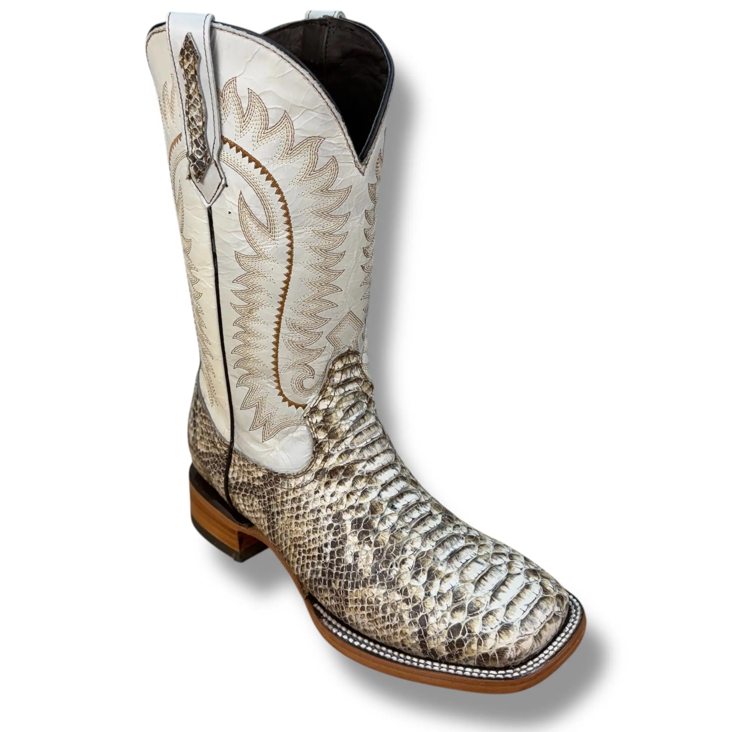 Natural Crest Leather Boot - Sqaure Toe