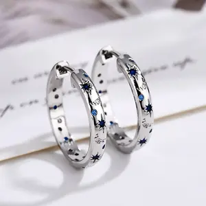 Retro Star & Moon Snug Fit Earrings | Silver-Plated | Lightweight & Stylish for Spring Fashion