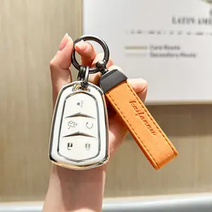 For Cadillac Key Fob Cover with Keychain TPU Protector Suitable for Cadillac Escalade CTS SRX XT5 ATS STS CT6 Key Shell Case Holder