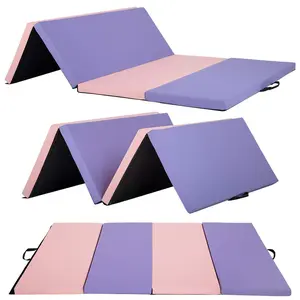 FDW Professional Grade Training Equipment Heavy-Duty Folding Exercise Mat with Thick PU Leather for Intensive Gymnastics Wrestling Tumbling and Daily Yoga Stretching Arts Indoor Outdoor Fitness Use Lightweight Portable Waterproof