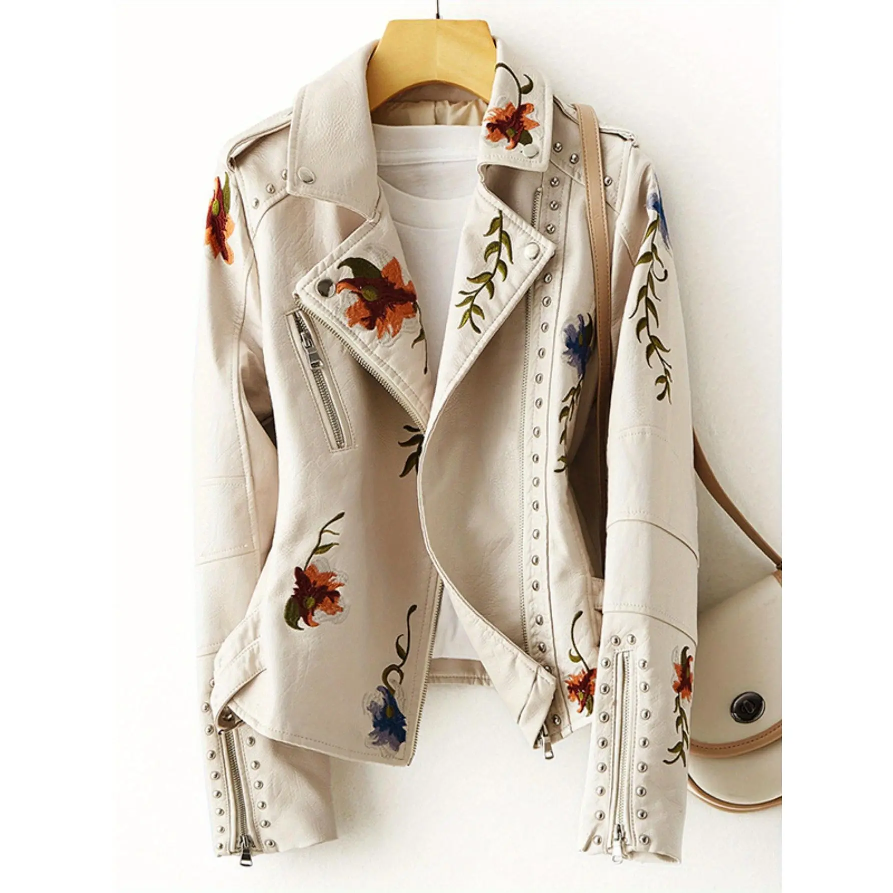 Ladies' Motorcycle Jacket with Floral
