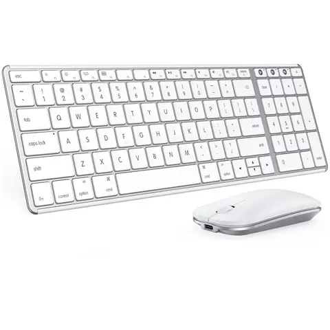 Seenda Rechargeable Slim Wireless Keyboard & Mouse Combo (SKM64-2) - Keyboard Mouse Set, 0.12in Compact Slim Metal Design, QWERTY Silent Keys, 3 Multi-Device Bluetooth, 200+ Hours Batteries, USB-C Rechargeable Office Accessories for Mac (Space Gray)