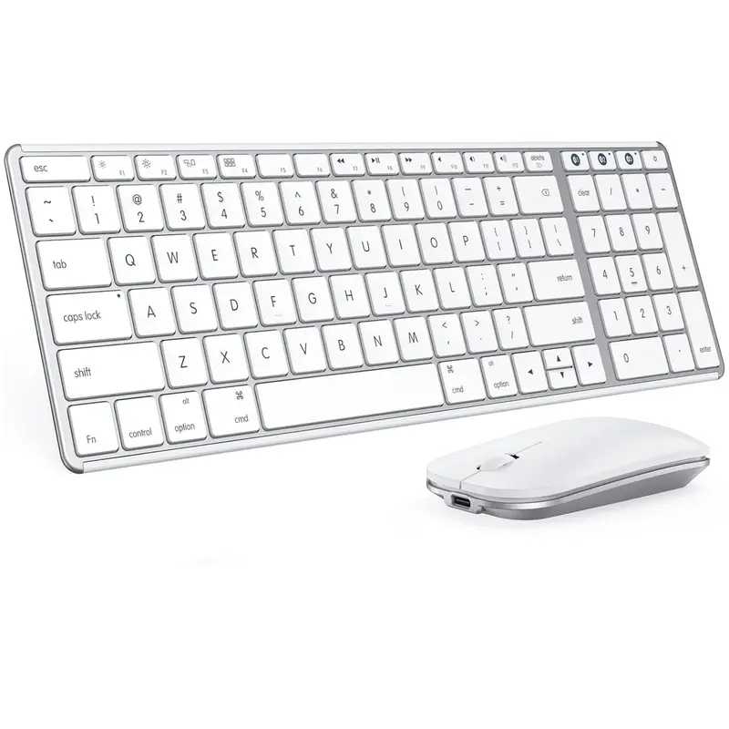 Seenda Rechargeable Slim Wireless Keyboard & Mouse Combo (SKM64-2) - Keyboard Mouse Set, 0.12in Compact Slim Metal Design, QWERTY Silent Keys, 3 Multi-Device Bluetooth, 200+ Hours Batteries, USB-C Rechargeable Office Accessories for Mac (Space Gray)