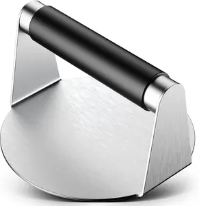Smash Burger Press, Hamburger Smasher Tool for Griddle, Stainless Steel Ham Patty Press with Anti-Scald Handle, 5.5" Non Stick Grill Press for Smashburger, Bacon, Ground Beef, Meat, Sausage