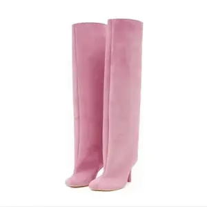 Wide calf 2024 Autumn/Winter Fashion Wide Heel Long Boots for Women - Footwear for Women