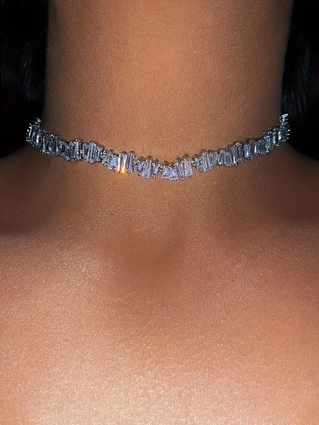Women's Elegant Irregular Shaped Synthetic Zircon Choker, Exquisite Chain Jewelry Trendy Choker, Fashionable Jewelry for Party & Daily Clothing Decor, Jewel Necklace, High End Necklace