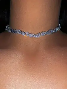 Women's Elegant Irregular Shaped Synthetic Zircon Choker, Exquisite Trendy Choker, Fashionable Jewelry for Party & Daily Clothing Decor, Jewel Necklace