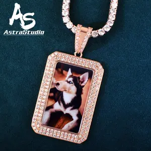 AstraStudio - Custom Square Medallions Photo Pendant For Men Solid Back Make Memory Picture Dog Tag Necklace Chain Hip Hop Rock Jewelry Valentine's Day Gift for Men & Women & Boy & Girl Mothers' Day Gift #Springtok