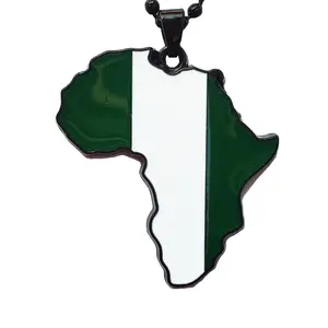 Nigerian Flag Pendant Necklace Africa Map Necklace