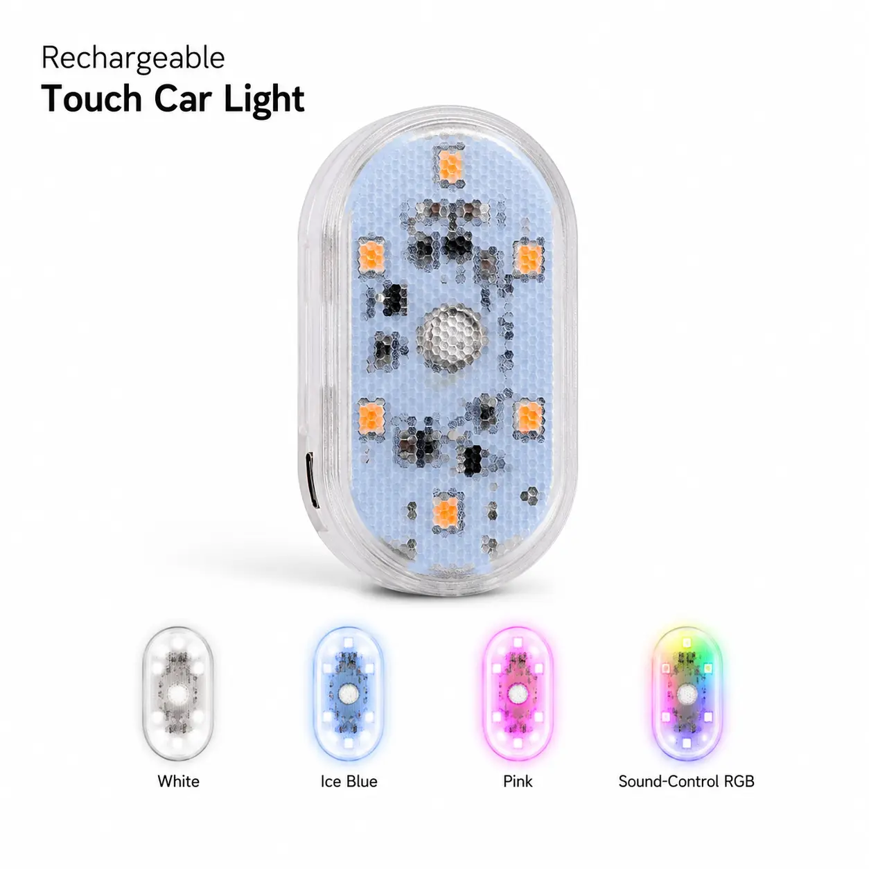 Slipuf Rechargeable Touch LED Dome Lamp - USB-C Charge, Strong Magnetic Wireless, White/Ice Blue/Pink & Colorful (Voice-Controlled) RGB Colors, High Brightness for Car Interior Decor, Old Car Upgrade (Roof, Trunk) - Dome Lights, LED Panel Lights
