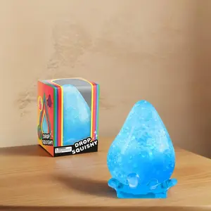 Sparkly Blue Water Drop Squishy, Crystal Glitter Water Drop Squeeze Toy, Calming Decompression Fidget for Desk Decor & Stress Relief