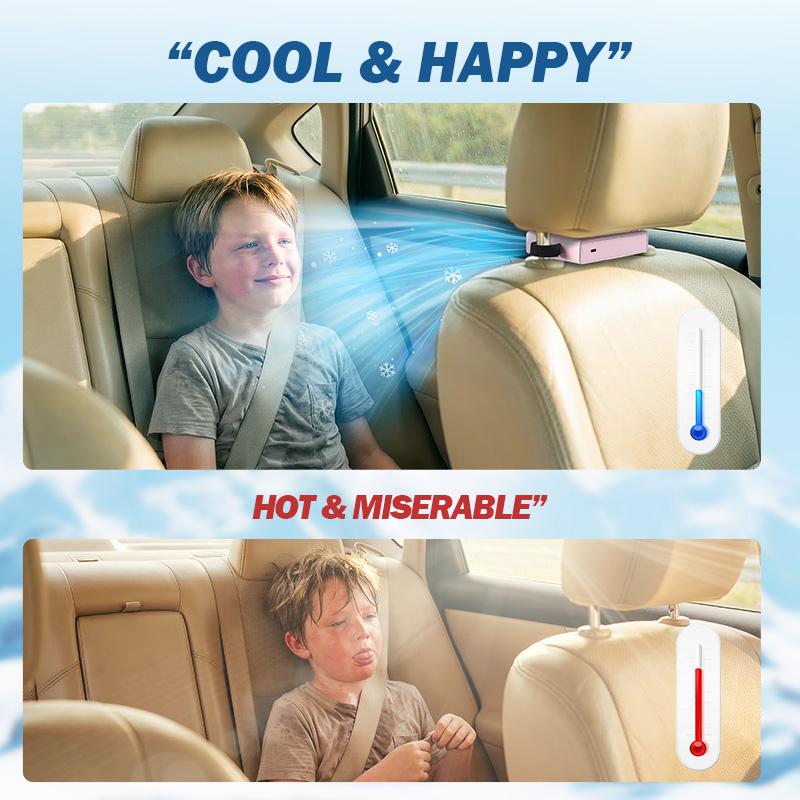 JOYTUTUS 2026 Car Seat Fan USB Plug-in Dual Turbo High Wind Power 3-Speed Adjustment Magic Tape Easy Install Universal Fit ABS Material Black Pink