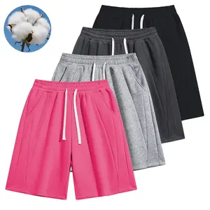 Women’s couples 4-pack casual cotton loose shorts with elastic waistband — heavy, breathable fabric; machine washable, solid color; suitable for everyday wear; comfortable loose fit; easy care; versatile summer bottoms.