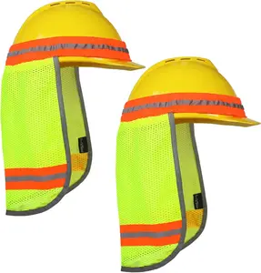 Evridwear High Visibility Neck Sun Shield with Reflective Stripe, Safety Hard Hat Shade with Breathable Mesh Elastic Band for Construction, Outdoor Activities, Landscaping from UV Steel Toe Boots