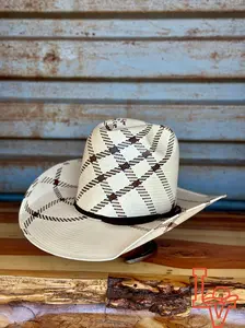 Valtierra Straw Hat Tall Crown Choco Bar Brown White