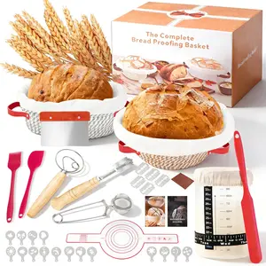 Sourdough Starter Kit, 9" Round and 10" Oval Banneton Bread Baking Supplies, Bread Making Tools Kit, Sourdough Proofing Basket, Sourdough Kit Gifts for Bakers Women Wife Mom