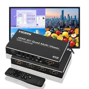 ACHAVE HDMI Multiviewer Switch 4x1 Quad Multi-Viewer 4 in 1 Out 1080P/4K 5 Display Modes for Security Camera Gaming Consoles with Remote Control Support