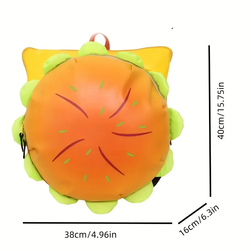 Ins New Cartoon Cheese Cute Versatile Backpack, Hamburger Large Capacity Multi-Layer Shoulder Bag
