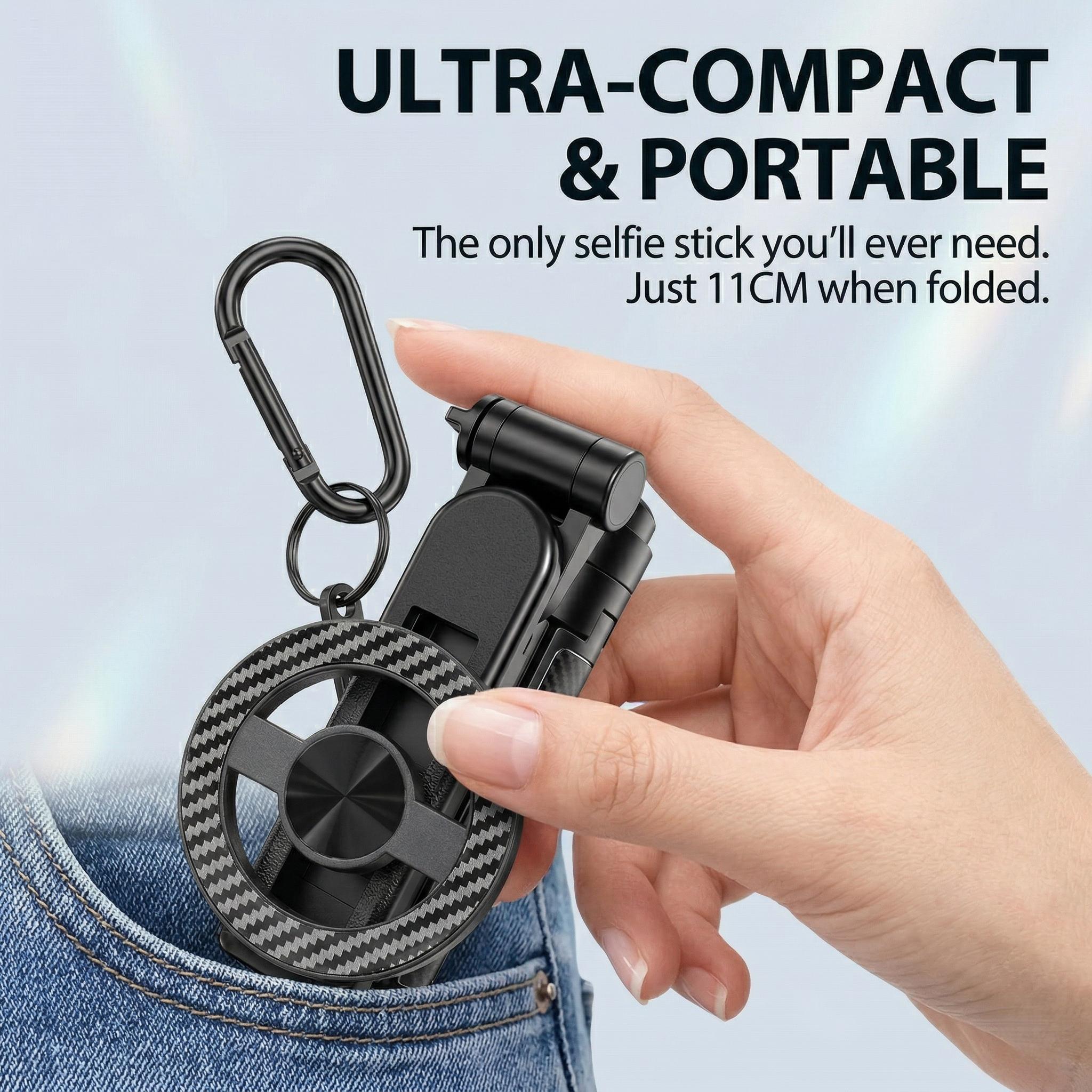 5-in-1 Magnetic Selfie Stick with Remote for Cell Phone 360° Rotation.Can Transforms into Mini Tripod/Camera Grip/Handheld Stabilizer/Phone Stand.Extend to 25 inches