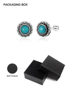 Vintage Hip Hop Turquoise Decorated Earrings, Fashionable Jewelry for Women & Men, Trendy All-match & Exquisite Jewelry for Birthday Gift, Trendy Jewellery Accessories
