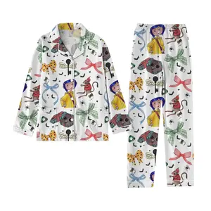 Coraline Pajamas Set, Horror Cartoon Long Sleeve Pajamas Set, Cartoon Movie Pajamas Set, Gift For Men And Women