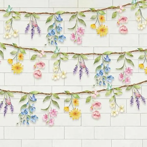 2 Pack Wildflower Garland, Wildflower Party Decorations | Reusable Garden Flower Banner for Wedding Birthday Baby Shower Birthday Spring Fresh Off the Market Bridal Shower Girl Party