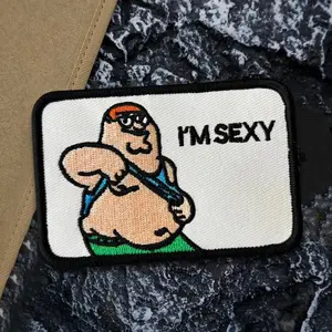 "I'M SEXY" Fat Guy Morale Tactical Patch Funny Hook Loop Embroidered Patches Military Badge Chevron Backpack Stickers Appliques