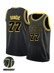 Lakers 77 Basketball Jersey, Round Neck Embroidered Pullover Vest, Outdoor Sports & Casual Wear, Unisex Loose Fit All Seasons