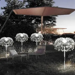 New LED Solar Fireworks Lights Outdoor Waterproof Christmas Fireworks Lights Festival Ground Insertion Lights Courtyard Flower Garden Lawn Insertion Lights Dandelion Copper Wire Landscape Decoration Lights