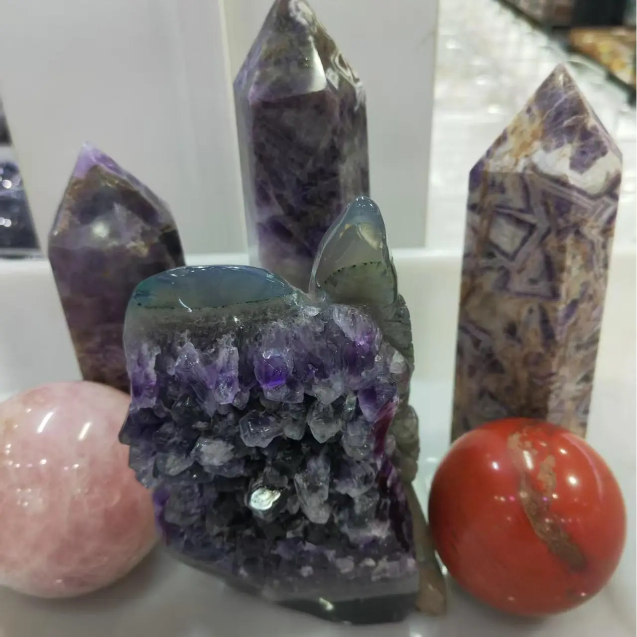 crystal set spheres towers carvings for decoration
