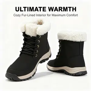 Women's Waterproof Insulated Winter Hiking Boots,Cute Snow Boots for Women Warm Comfortable Anti-Slip Ankle Boots for Outdoor Work,Walking & Cold Weather Footwear Girl Shoe Active Bridal signal fur