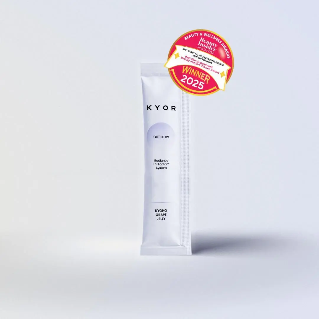 OUTGLOW - Radiance Tri-Factor Jelly | Kyoho Grape Flavor | (Korean Collagen, White Tomato, L-Glutathione, Astaxanthin, NMN and Ceramide )| by KYOR | 15 Jelly Strips in 1 Box