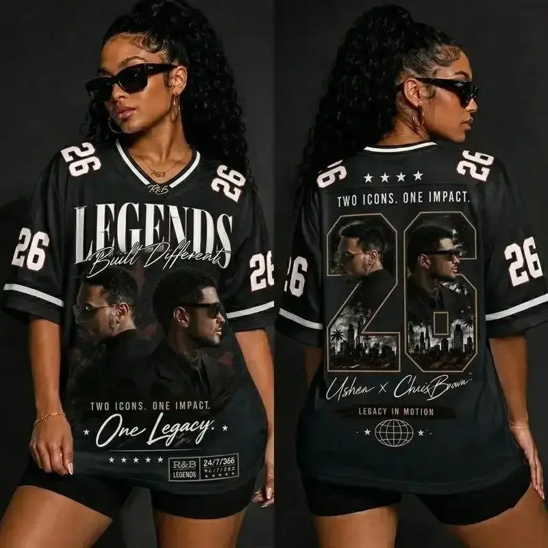 26 Legends Raymond & Brown Football Jersey Shirt – R&B Tour Hip Hop Graphic Tee, Unisex Fan Gift Streetwear Top
