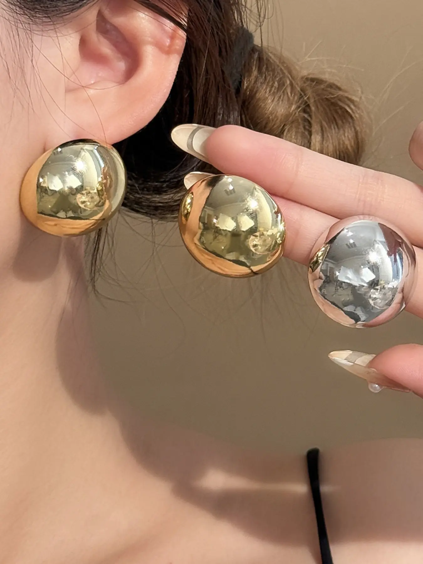 Elegant Ball Earrings, Silver Color Ball Studs, French Style Jewelry, Perfect for Parties, Weddings, Gifts