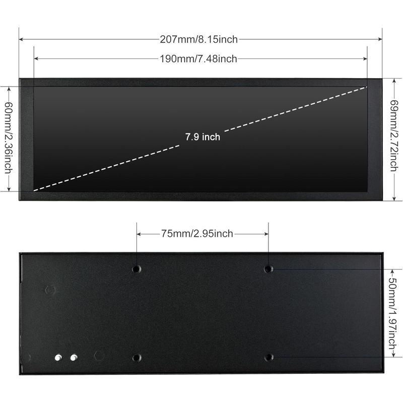 Wisecoco 7.84 Inch Mini Monitor HD IPS 1280x400 Bar LCD Secondary Screen with Casing for macOS & Windows AIDA64 CPU GPU Speed & Temperature Monitoring
