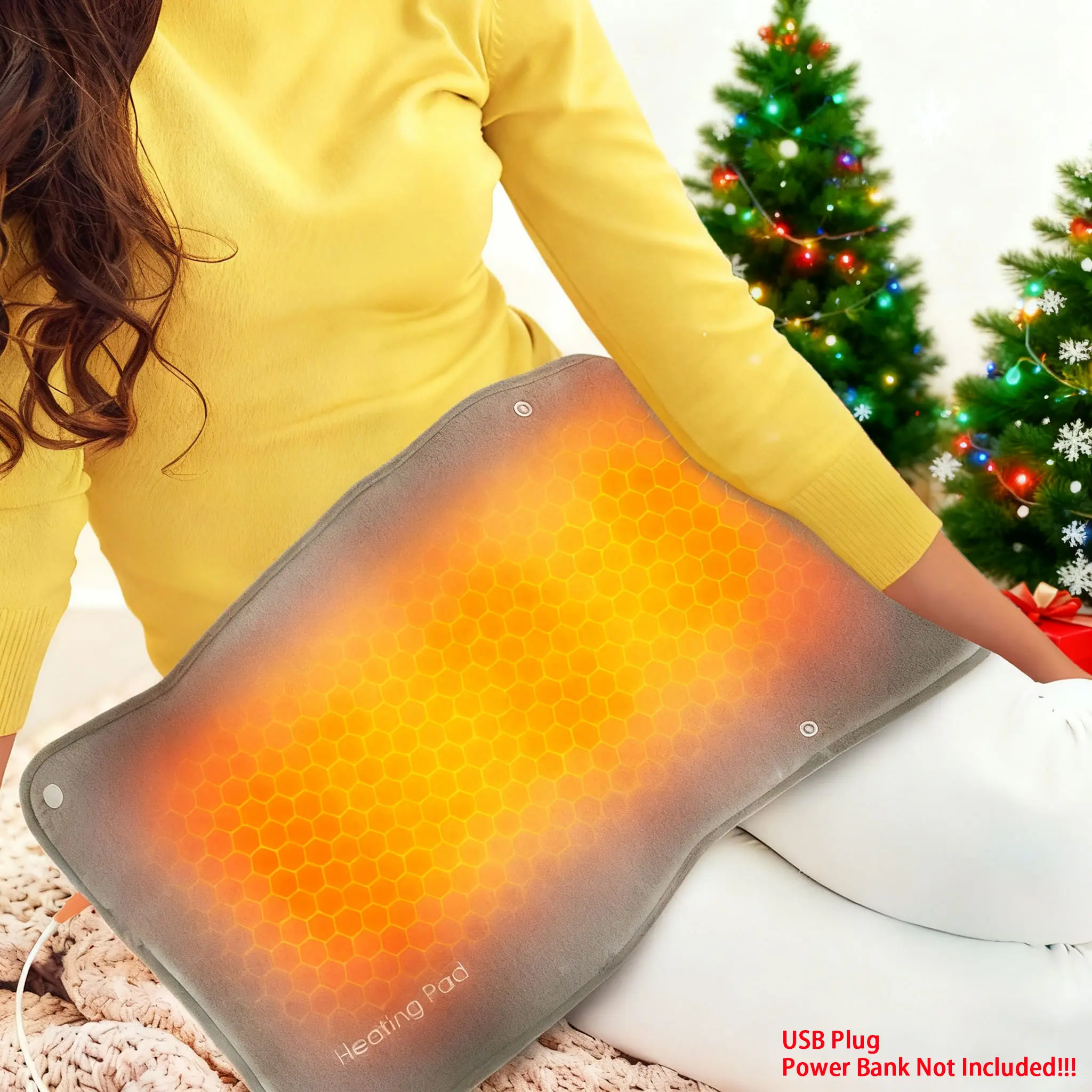 USB Heating Pad for Back & Period, Graphene Hand Warmer, Menstrual Belly Warming Pad for Shoulder Neck Legs Abdomen Back Waist, Hot Compress Heat Pad, Heated Pad, Washable & Portable, Gifts for Women Men