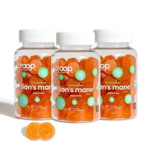 3 Bottle Bundle! Troop Lion's Mane Mushroom Gummies for Focus Mental Clarity & Memory Supplement 7000mg Triple Extracted Vegan Tropical Flavor 60 Count Boosts NGF for Brain Health