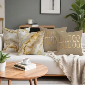 Marble Pattern Single-Sided Print Pillow Covers Set, 45x45cm, Short Plush Material, Hidden Zipper, Cozy Indoor Outdoor Home Decor