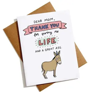 Greeting Card (With Envelope) Funny Mother’s Day Card – Sassy Donkey Illustration, Bold Birthday or Appreciation Greeting for Mom