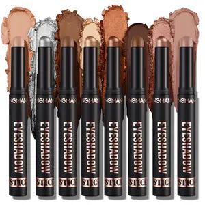 8 Piece Eyeshadow Stick Waterproof Long-Lasting Smudge-Proof Eye Shadow Smoke Effect Highlighter Makeup Tool Set