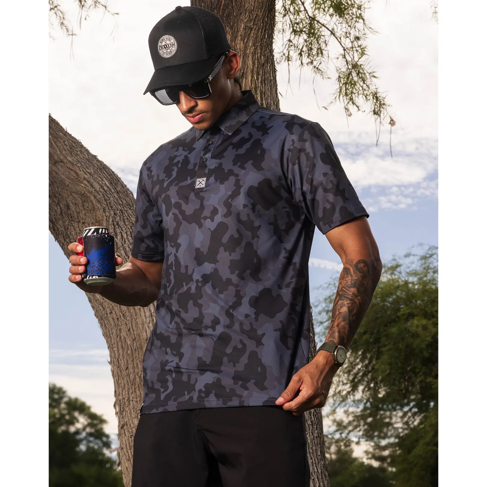 Black Camo Party Polo