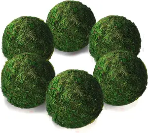 Qingbei Rina Moss Balls Decorative for Bowl, 4 Inch Large Green Moss Ball, Bowl Fillers for Centerpiece, Natural Moss Decorative Balls, Christmas Home Party Wedding Decor (6 Pcs)