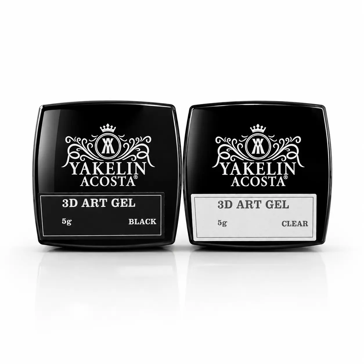 Yakelin Acosta No Wipe  Gel nail polish 3D Art  Gel  5g Black & Clear (2 pcs)