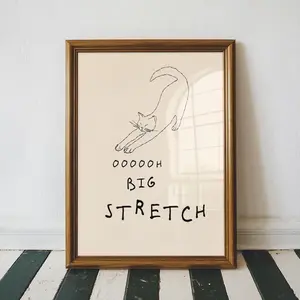 Funny Cat Wall Art, Cat Lover Gift, Funny Poster, Ooooh Big Stretch Print, Quirky Wall Art, Cat Poster, Bedroom Wall Art