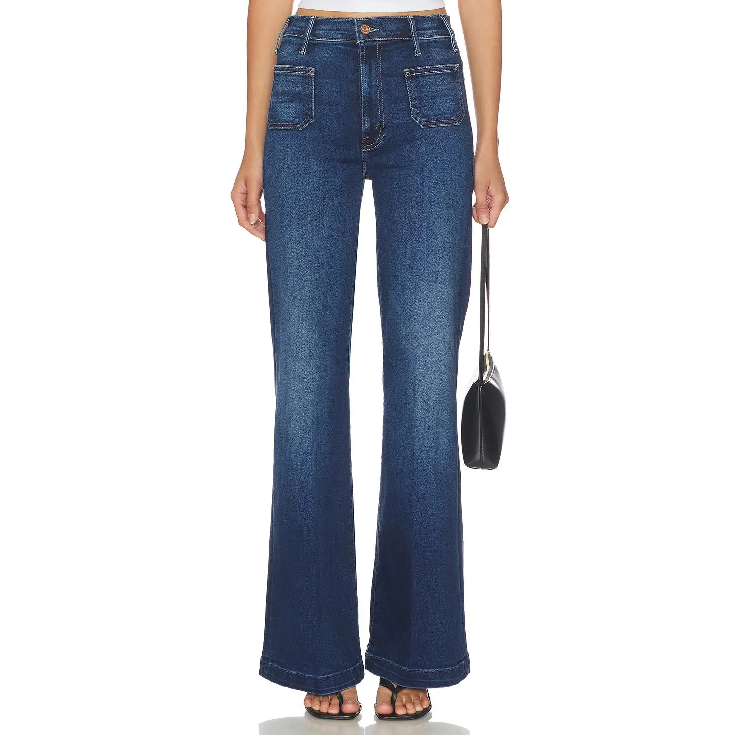MOTHER The Hustler Roller Patch Pocket Sneak Jeans in Taking Chances