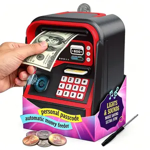 2026 New Electronic ATM Piggy Bank For Kids And Adults, Password Protected Coin And Cash Bank With Auto Grab Bill Slot, Large Capacity Money Saving Box Fits All US Coins, Interactive Savings Toy For Boys Girls Birthday Back To School Gift Style