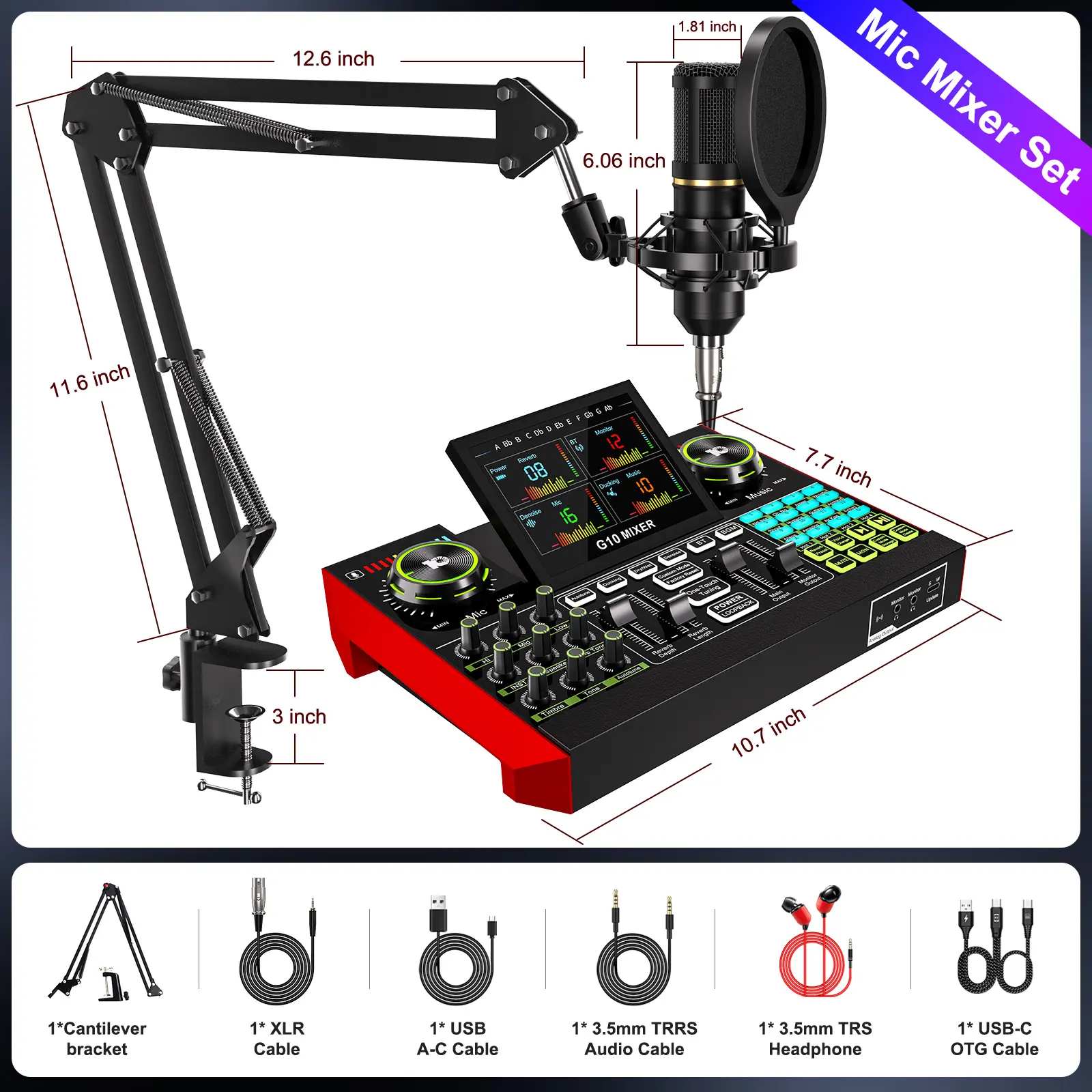 Tenlamp G10-P15 sound card kit, podcast equipment with Tenlamp G10-P15 sound card kit, podcast equipment with