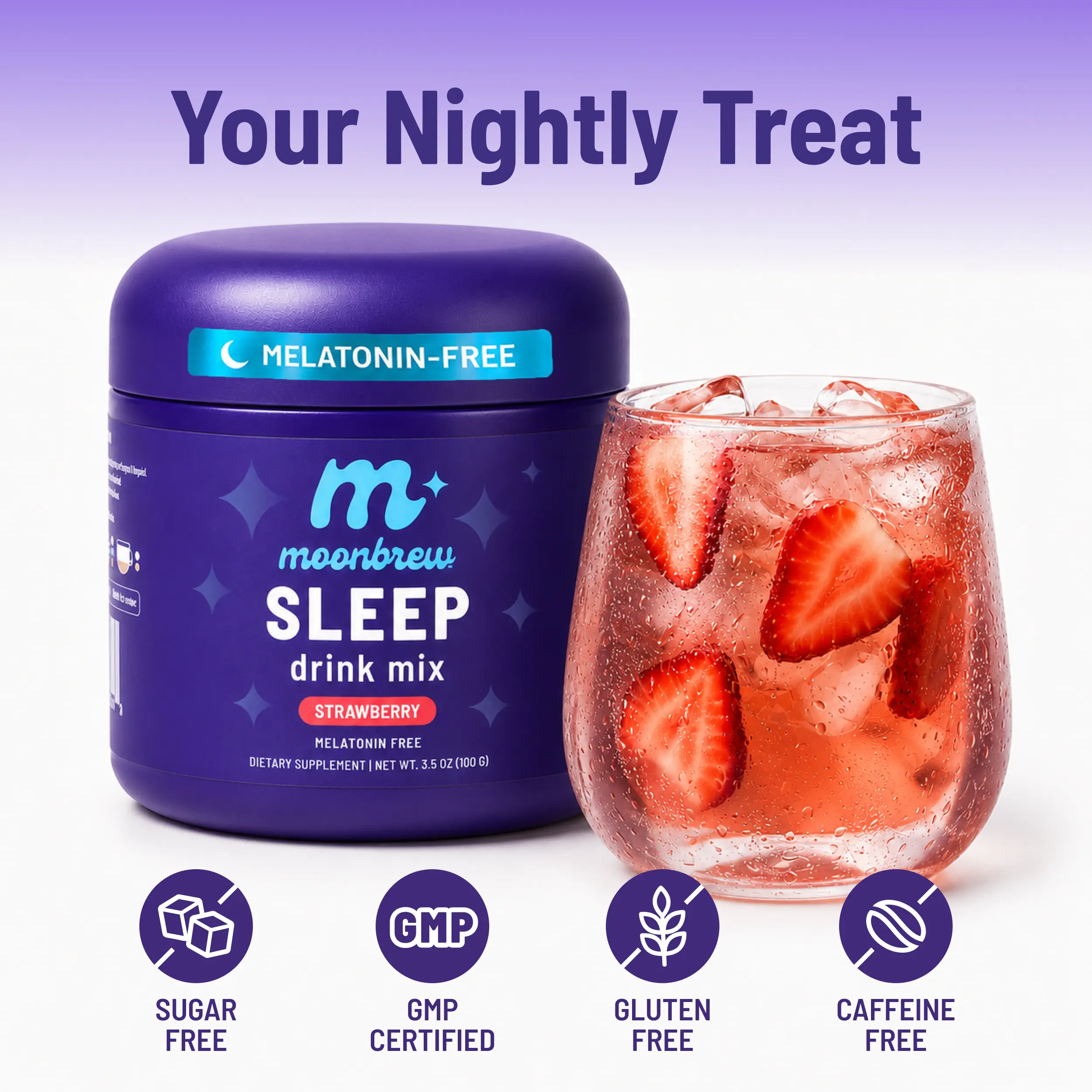 MoonBrew Strawberry, Raspberry Lemonade, Peach – Magnesium Sleep Drink – Natural Sleep Support – Sugar-Free