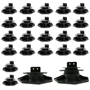 24Pack Adjustable Deck Support Pedestal, Plastic Adjustable Deck Foundation Base, Height Adjustment Raising from 1-3/16" to 2-3/8", Black