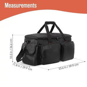 Gig Bag DJ Gig Bag Musicians Equipment Case Music Cable Organizer Musical Equipment Gear, Wire File Management For Cords Accessories Microphone Audio Studio Padded Large 24 x 12 x 11 Inch
